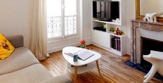 Agence Avous Appartement Batignolles parquet renove cheminee