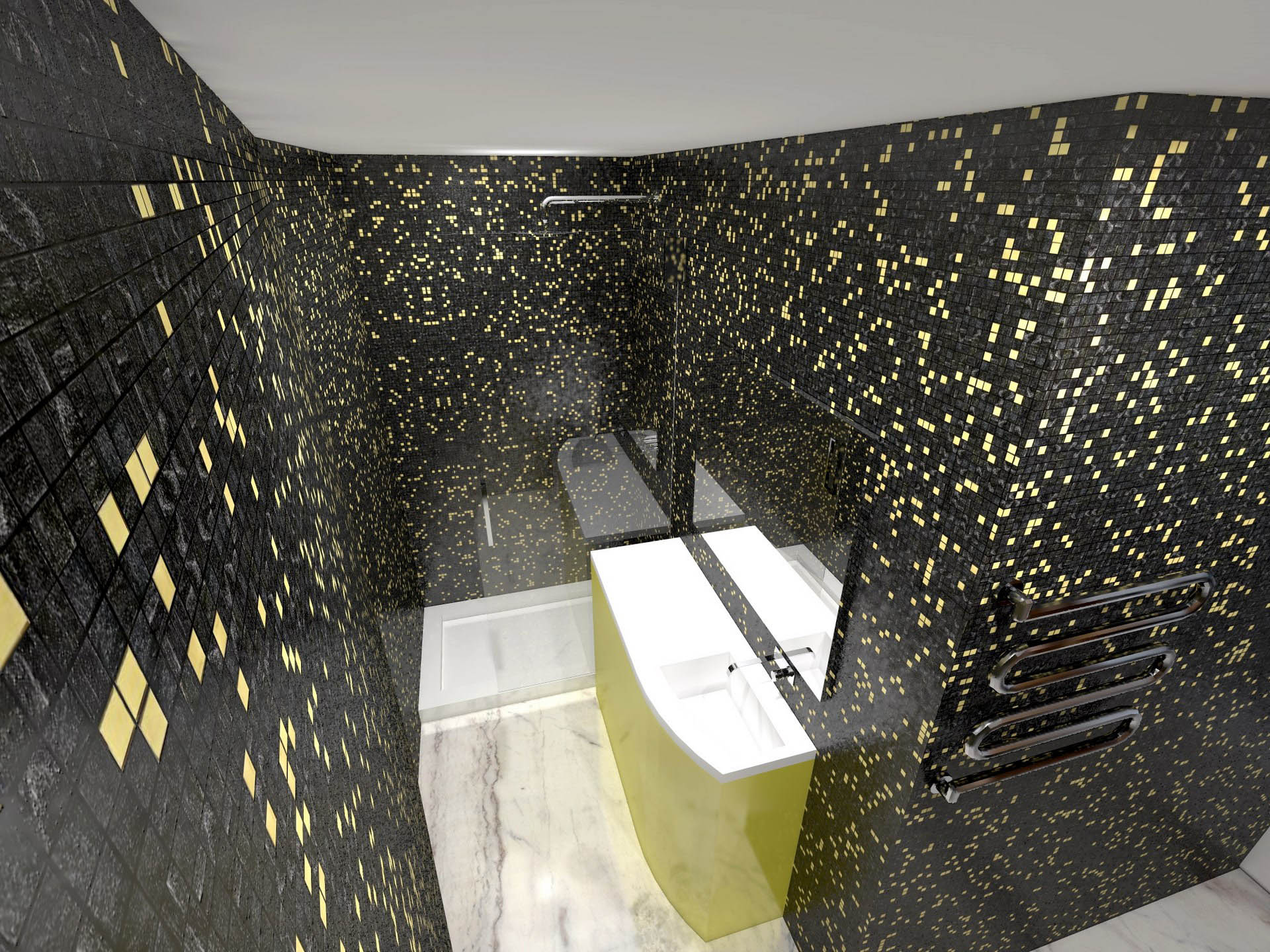 Salle de bain mosaique noir avec haute résolution fonds d'écran ...