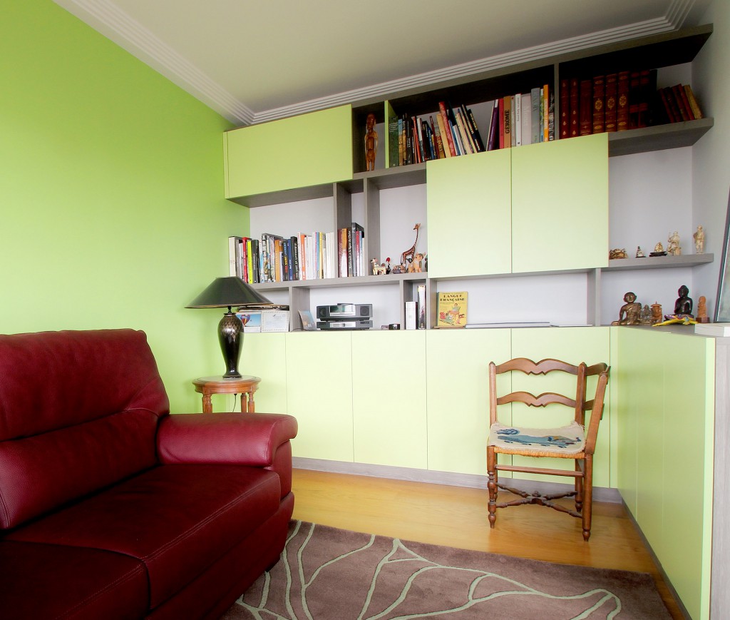 rangement sur mesure vert moderne agence avous