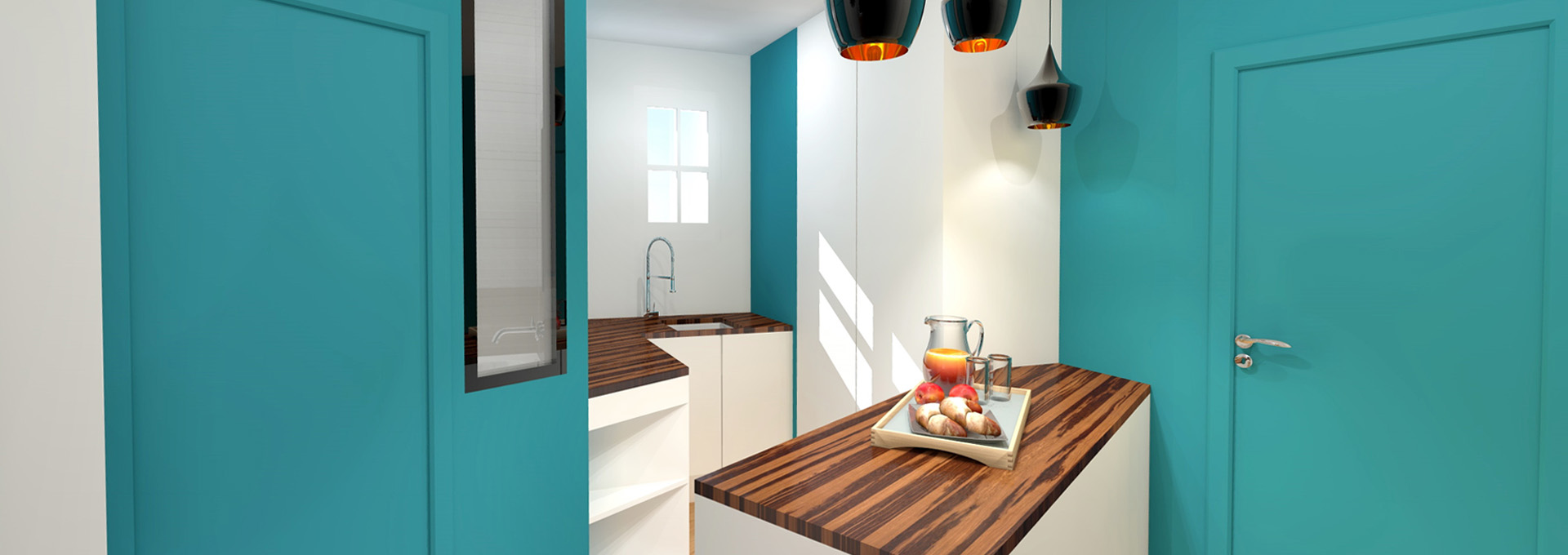 Aménagement gain de place suppression couloir pour cuisine petit ...