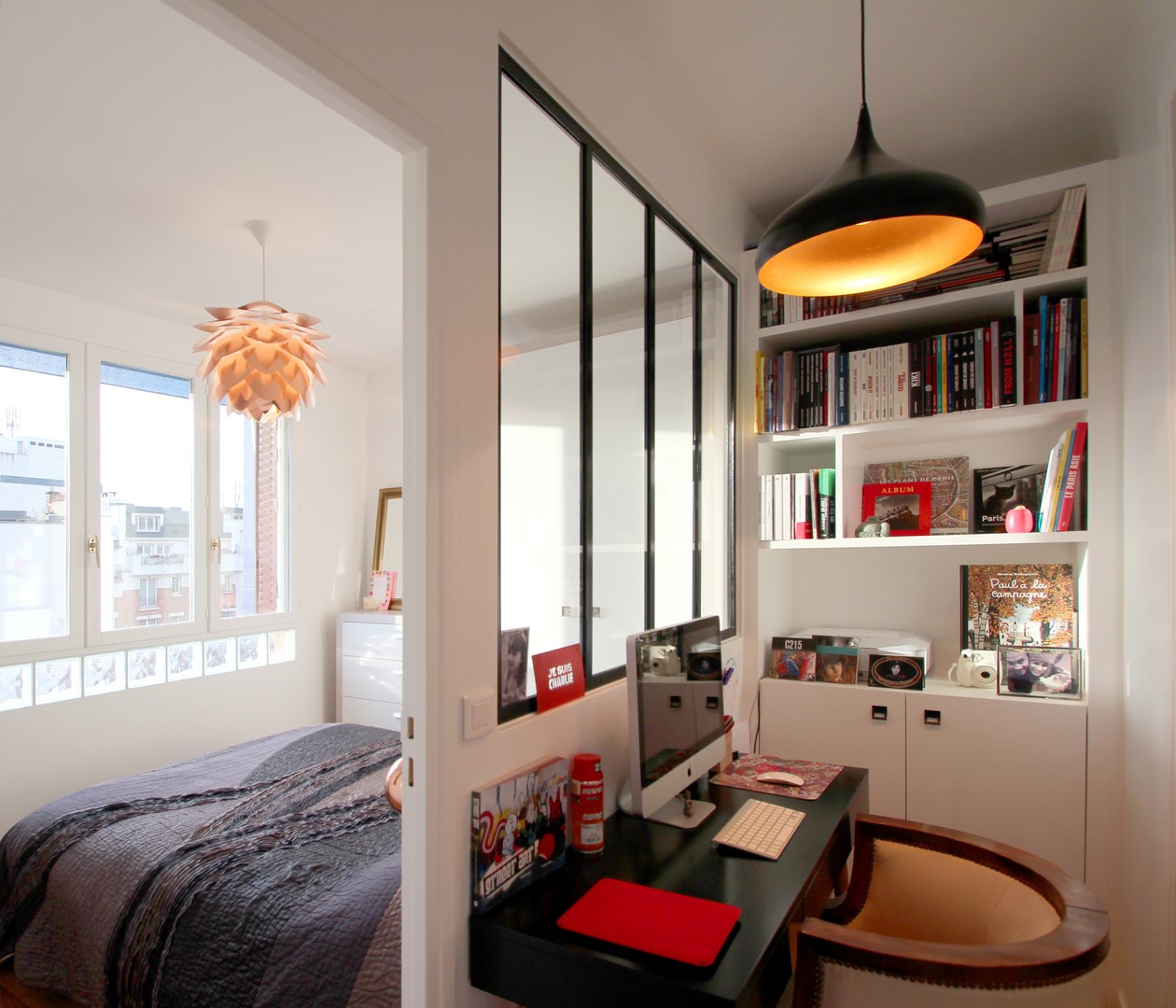 Aménagement chambre dans un cube paris buttes aux cailles