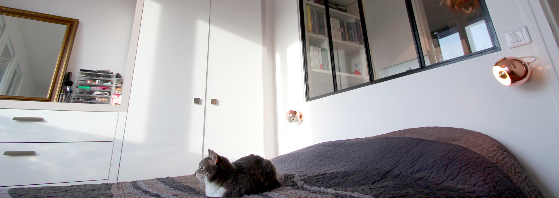 Aménagement chambre dans un cube paris buttes aux cailles