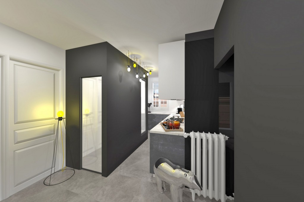 optimisation cuisine salle de bain noir blanc monochrome design agence avous