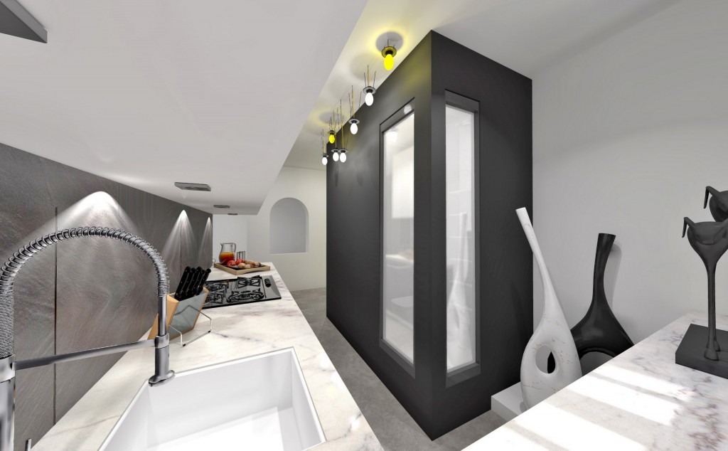 optimisation cuisine salle de bain noir blanc monochrome verriere agence avous