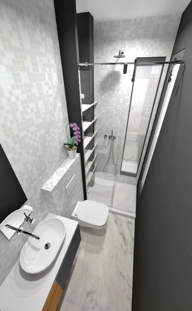 optimisation salle de bain noir blanc monochrome agence avous