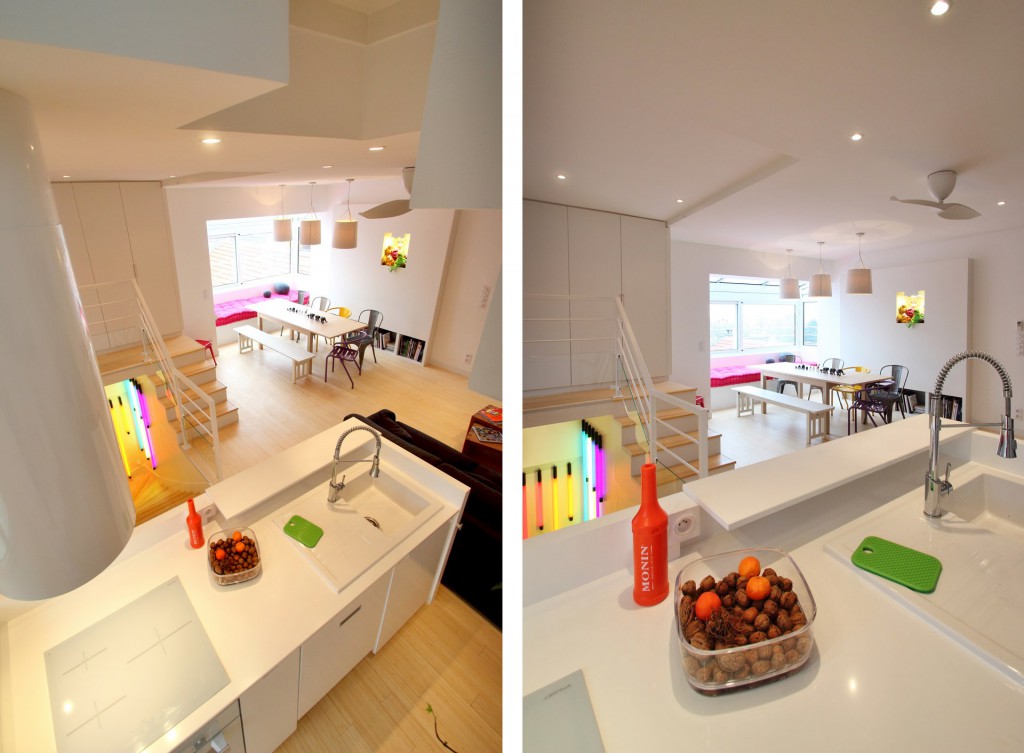 cuisine ilot loft ouverte blanc agence avous
