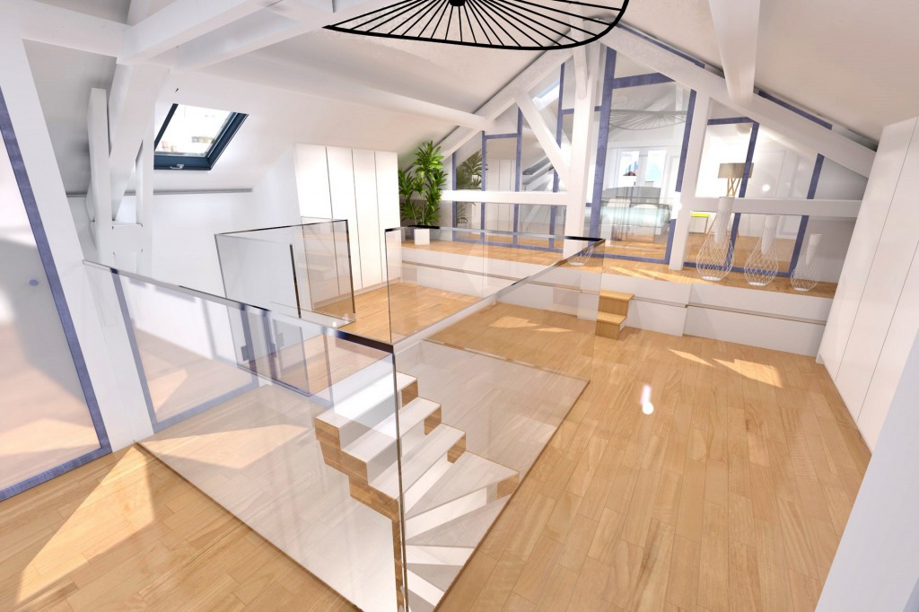 escalier suspendu comble velux chambre parentale agence avous