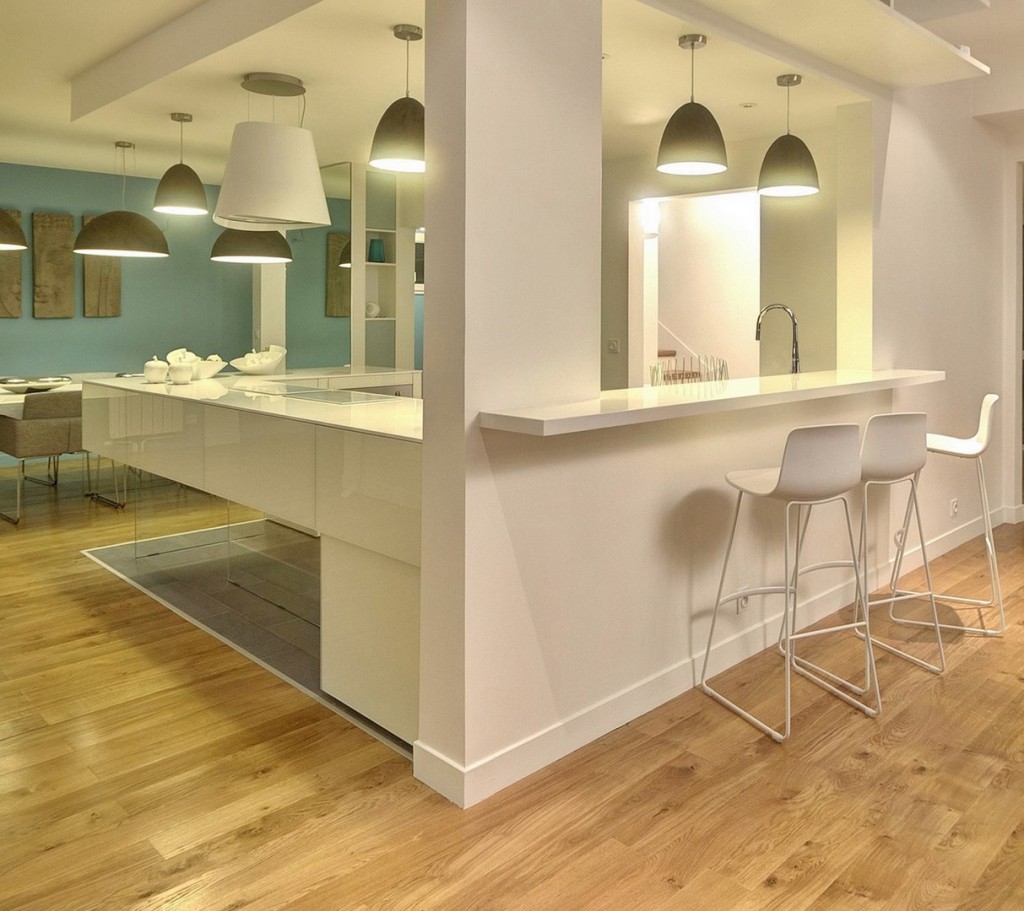 maison renovation luxe bar cuisine lago laque blanche corian agence avous