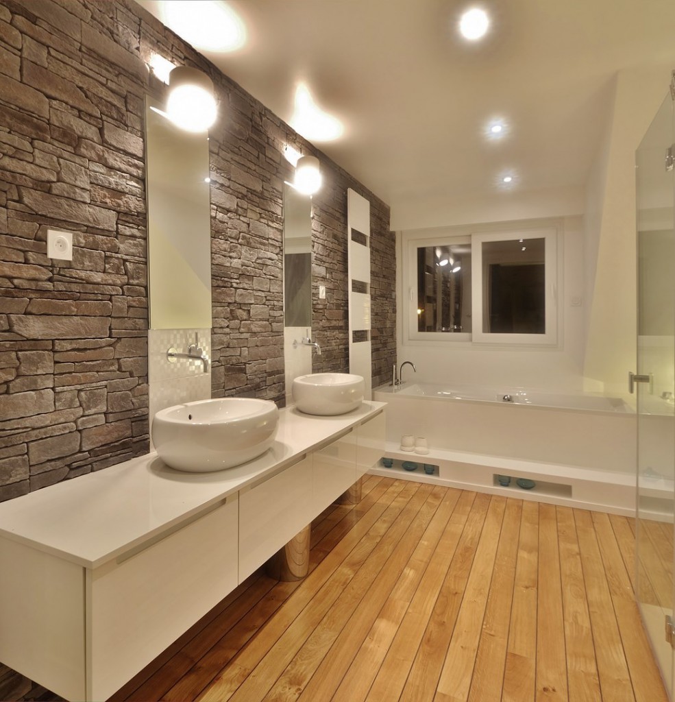 maison renovation luxe vasques selles parquet pont de bateau parement zucchetti agence avous